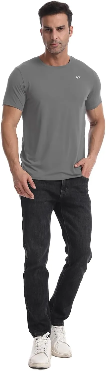 3-5 Pack Men Workout Shirts Quick Dry Running T-Shirt Short Sleeves Crew Neck Tee Athletic Moisture Wicking Gym Top UPF 50 