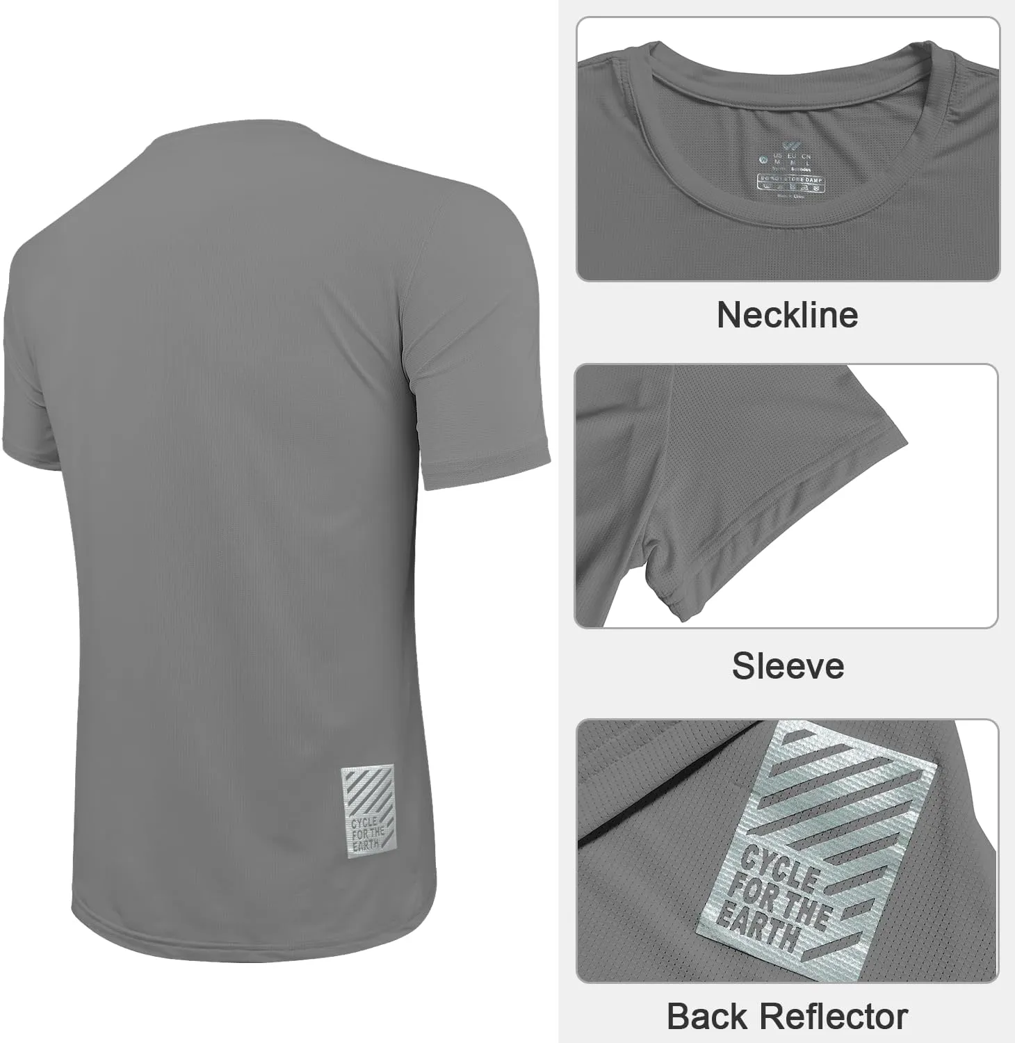 3-5 Pack Men Workout Shirts Quick Dry Running T-Shirt Short Sleeves Crew Neck Tee Athletic Moisture Wicking Gym Top UPF 50 