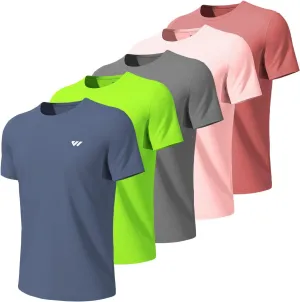 3-5 Pack Men Workout Shirts Quick Dry Running T-Shirt Short Sleeves Crew Neck Tee Athletic Moisture Wicking Gym Top UPF 50 