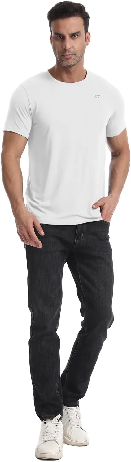 3-5 Pack Men Workout Shirts Quick Dry Running T-Shirt Short Sleeves Crew Neck Tee Athletic Moisture Wicking Gym Top UPF 50 