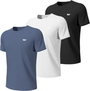 3-5 Pack Men Workout Shirts Quick Dry Running T-Shirt Short Sleeves Crew Neck Tee Athletic Moisture Wicking Gym Top UPF 50 