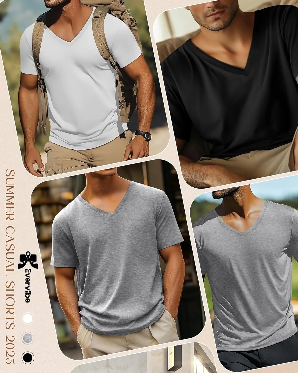 3 Pack Big and Tall Cotton Shirts for Men M-7XL Soft V Neck Shirt Plus Size Short Sleeve Tee Undershirt Casual Tops