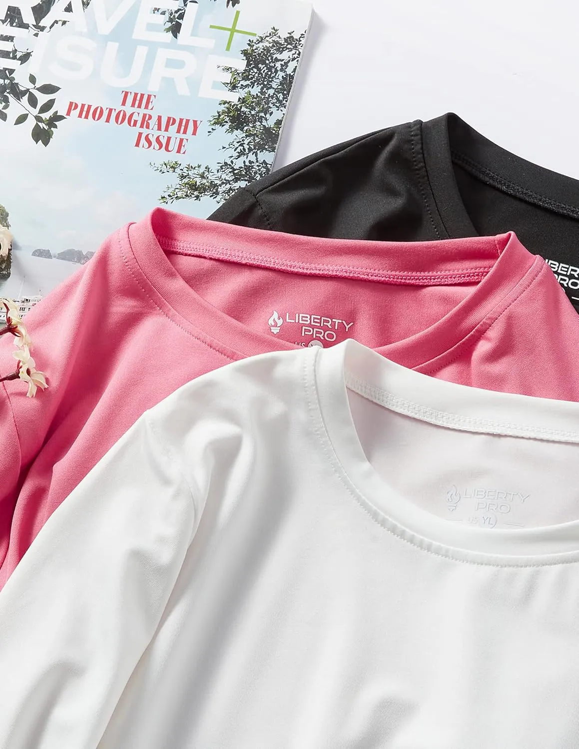 3 Pack Youth Girls Long Sleeve Shirts Active Dry Fit Athletic Performance Clothes Kids Teens Tees with Thumbholes
