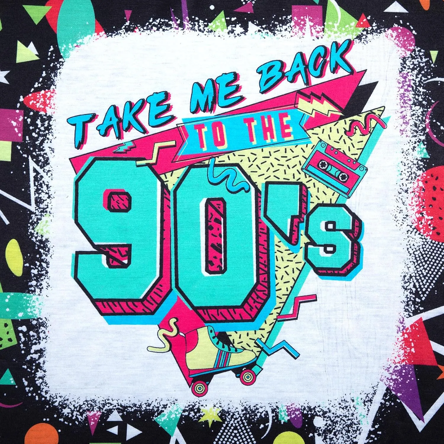 90s Outfit for Women Take Me Back to The 90's Shirt Vintage Neon Crew Neck Tops Tee for Birthday Party Gift
