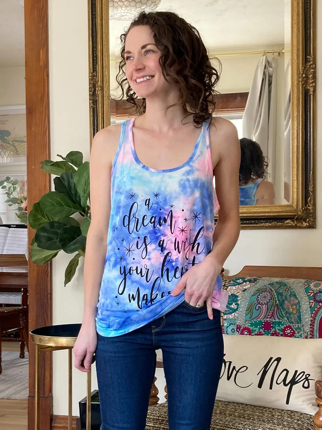 A Dream is A Wish Your Heart Makes Tank Tops Women Summer Funny Letter Print Casual Sleeveless Tank Tops
