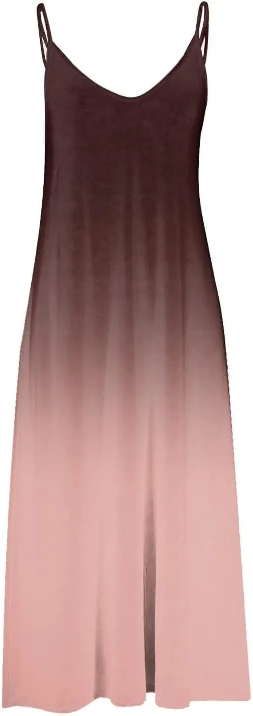 Aniywn Summer Dresses for Women 2025 Vacation Floral Slip Dress Boho Maxi Sleeveless Dress Casual V Neck Beach Sundresses