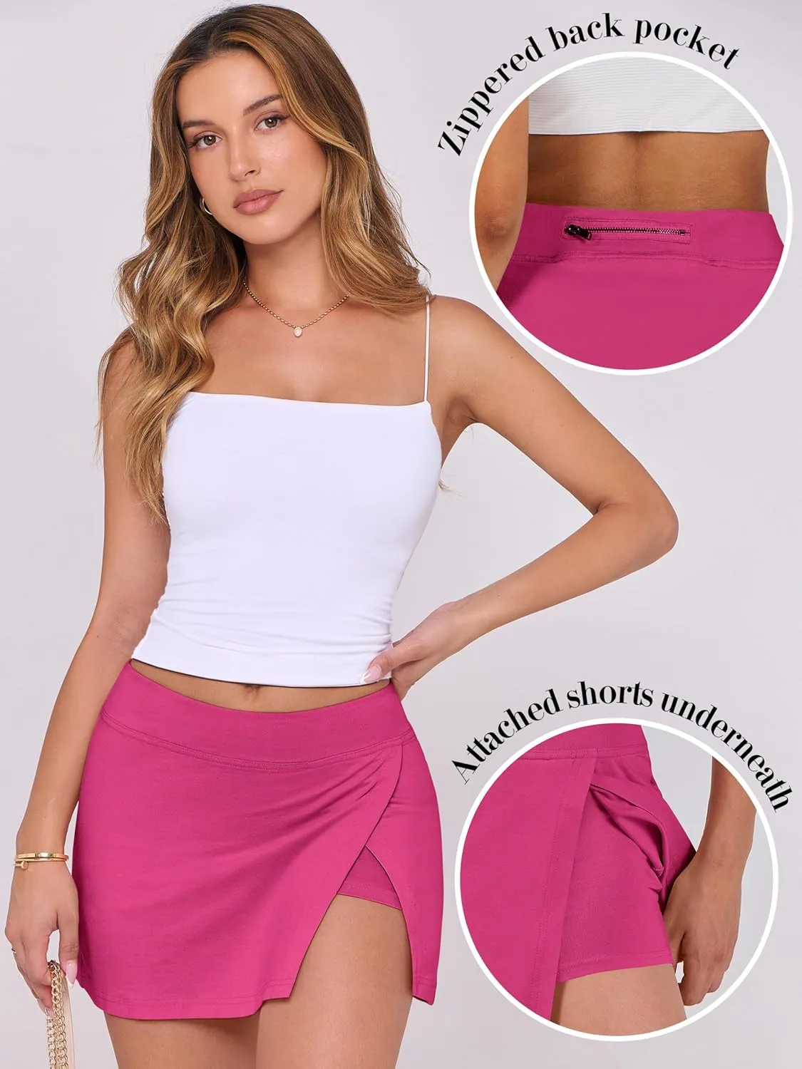 ANRABESS Women's Mini Skirt Skorts 2025 Summer Casual High Waisted Zip Back Inner Short Slit Bodycon Pencil Skirts