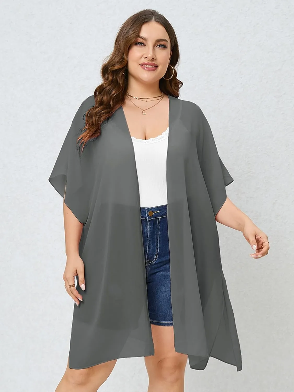 AusLook Plus Size Cardigan for Women Draped Open-Front Lightweight Casual Soft Drape Summer Fall Winter Kimonos Cardigans