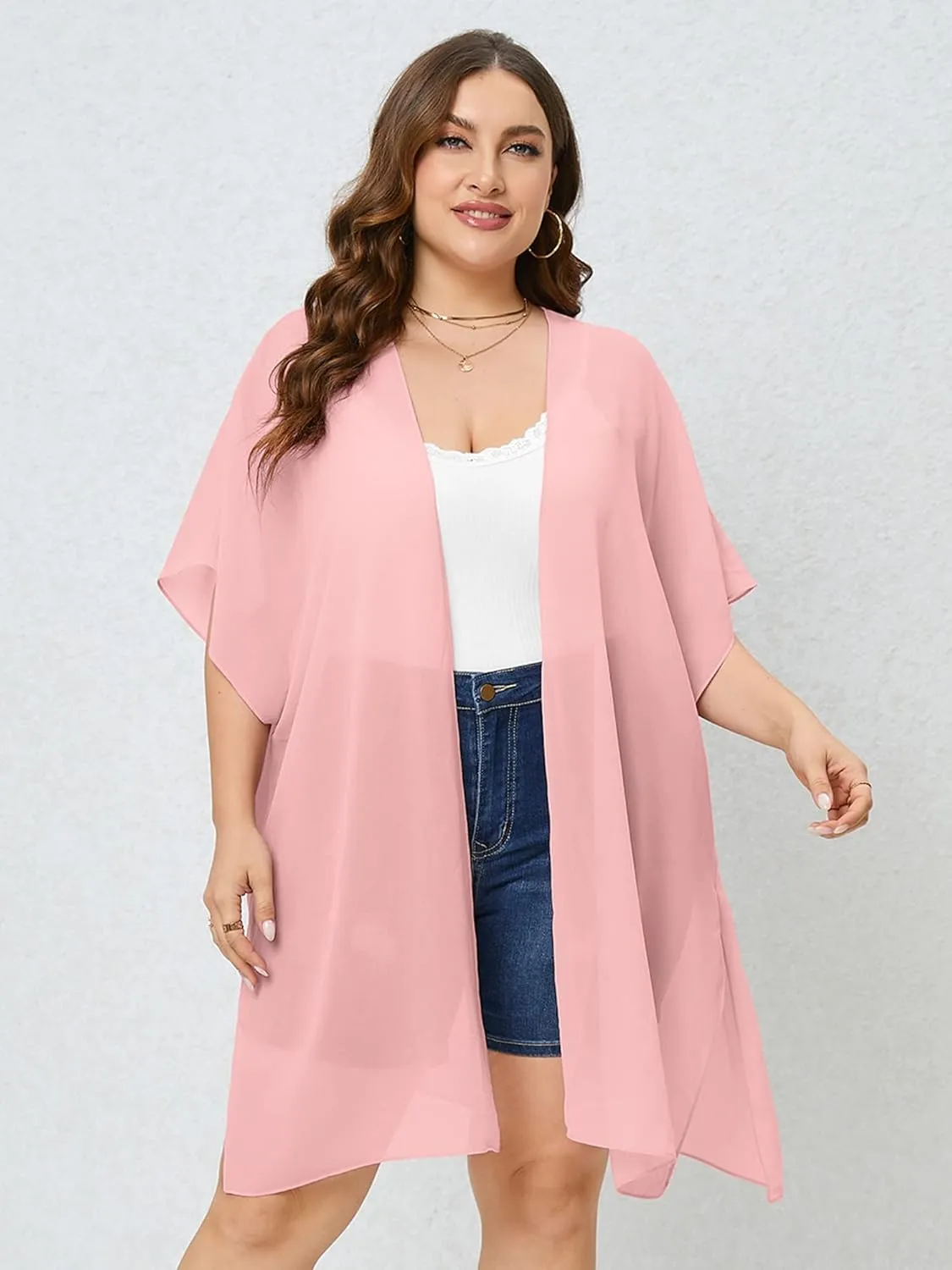 AusLook Plus Size Cardigan for Women Draped Open-Front Lightweight Casual Soft Drape Summer Fall Winter Kimonos Cardigans