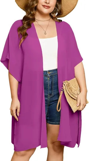 AusLook Plus Size Cardigan for Women Draped Open-Front Lightweight Casual Soft Drape Summer Fall Winter Kimonos Cardigans