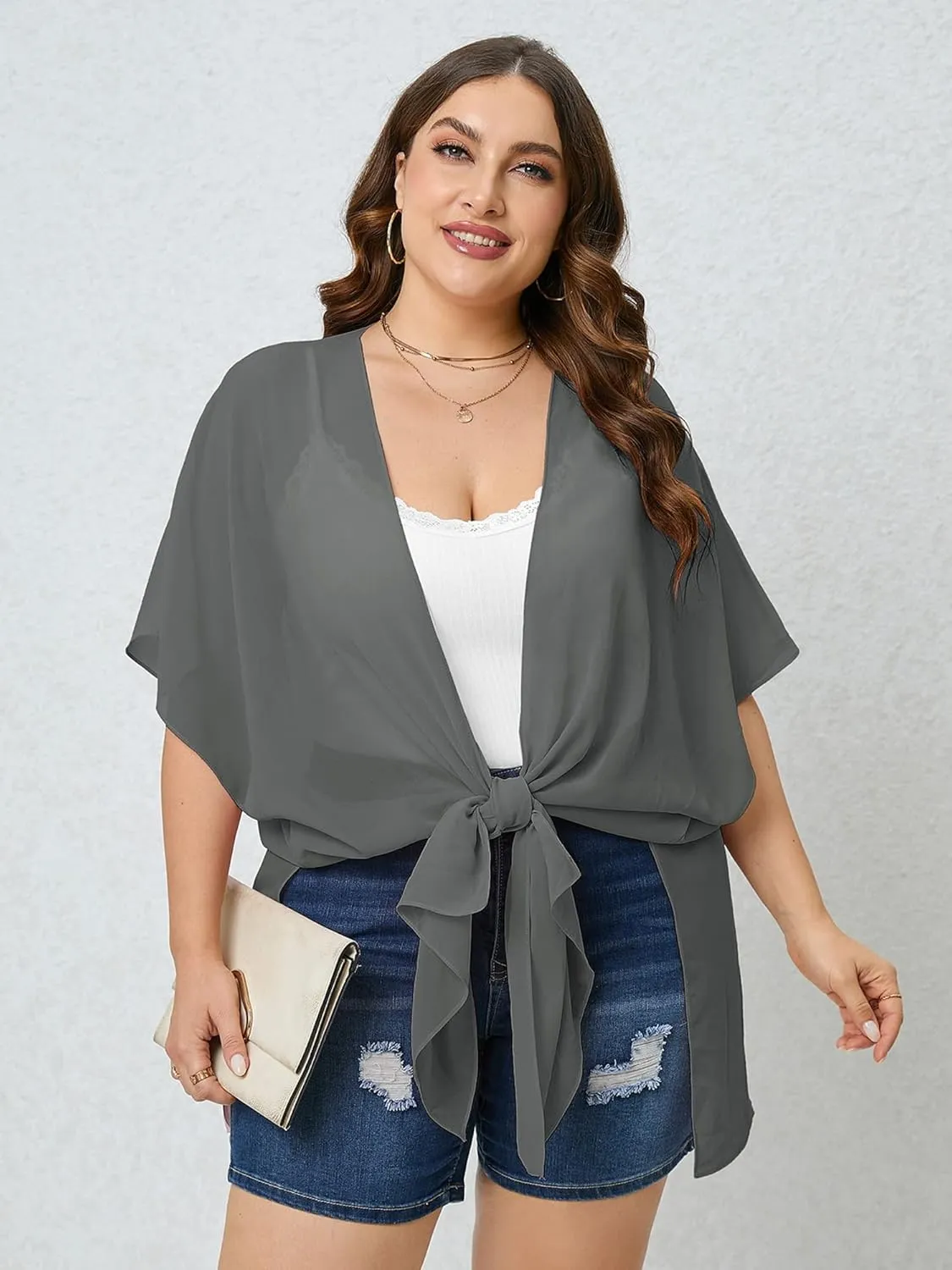 AusLook Plus Size Cardigan for Women Draped Open-Front Lightweight Casual Soft Drape Summer Fall Winter Kimonos Cardigans