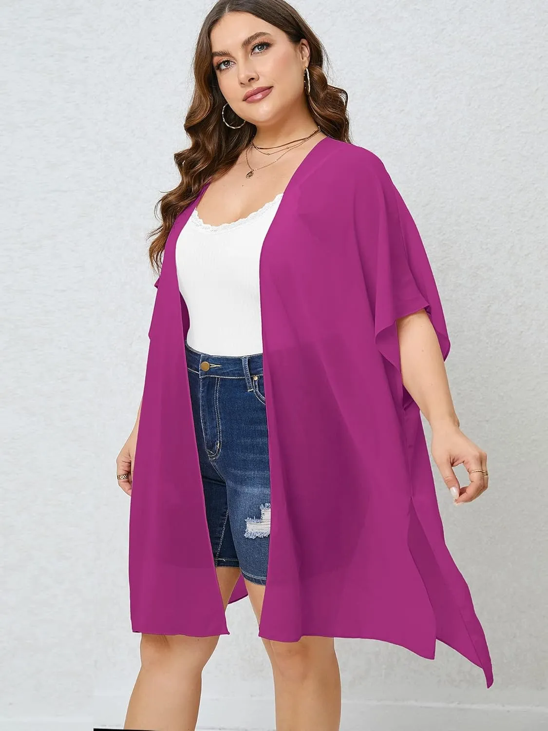 AusLook Plus Size Cardigan for Women Draped Open-Front Lightweight Casual Soft Drape Summer Fall Winter Kimonos Cardigans