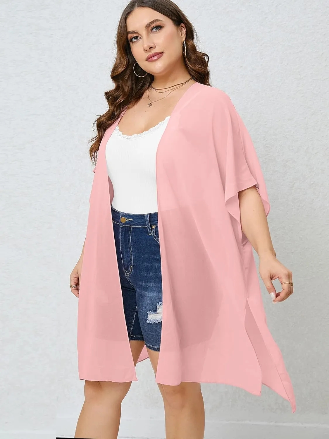 AusLook Plus Size Cardigan for Women Draped Open-Front Lightweight Casual Soft Drape Summer Fall Winter Kimonos Cardigans