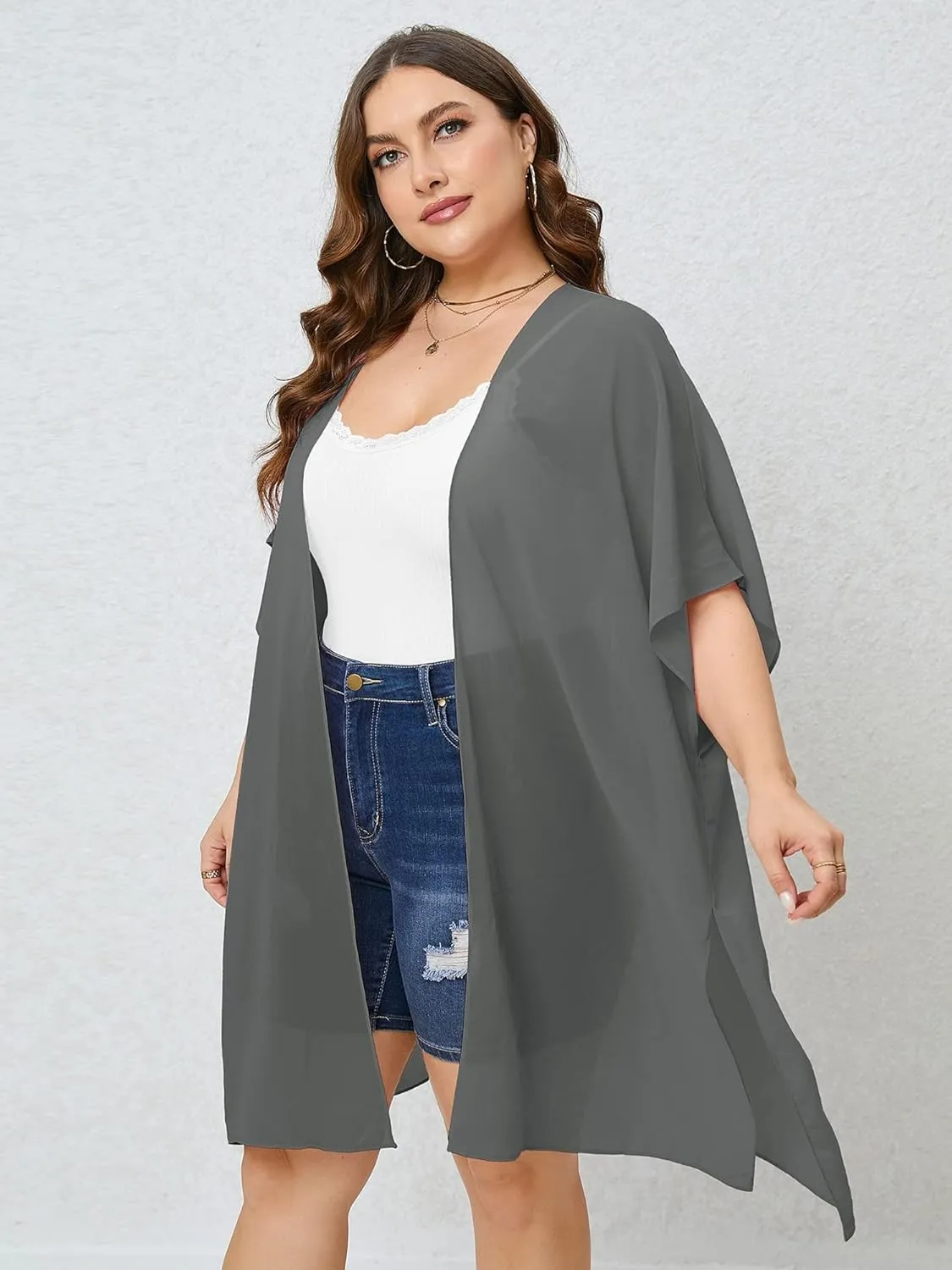 AusLook Plus Size Cardigan for Women Draped Open-Front Lightweight Casual Soft Drape Summer Fall Winter Kimonos Cardigans