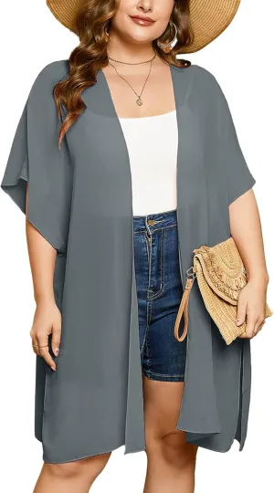 AusLook Plus Size Cardigan for Women Draped Open-Front Lightweight Casual Soft Drape Summer Fall Winter Kimonos Cardigans