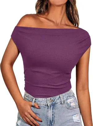 Basicspace Womens Off The Shoulder Tops Summer Going Out Crop Tank Top Corset Tube Cute Outfits T Shirt