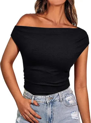 Basicspace Womens Off The Shoulder Tops Summer Going Out Crop Tank Top Corset Tube Cute Outfits T Shirt
