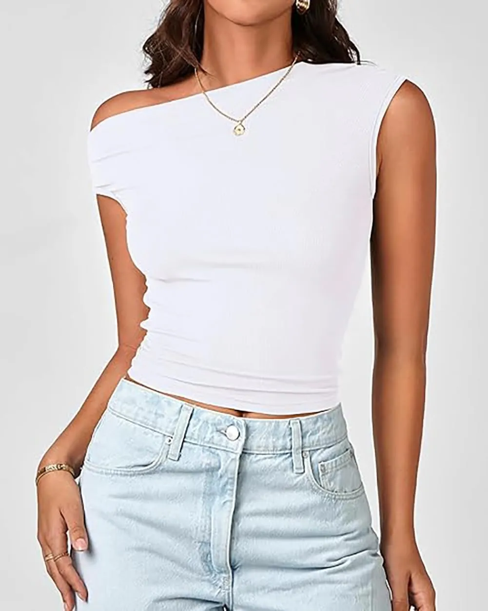 Basicspace Womens Off The Shoulder Tops Summer Going Out Crop Tank Top Corset Tube Cute Outfits T Shirt