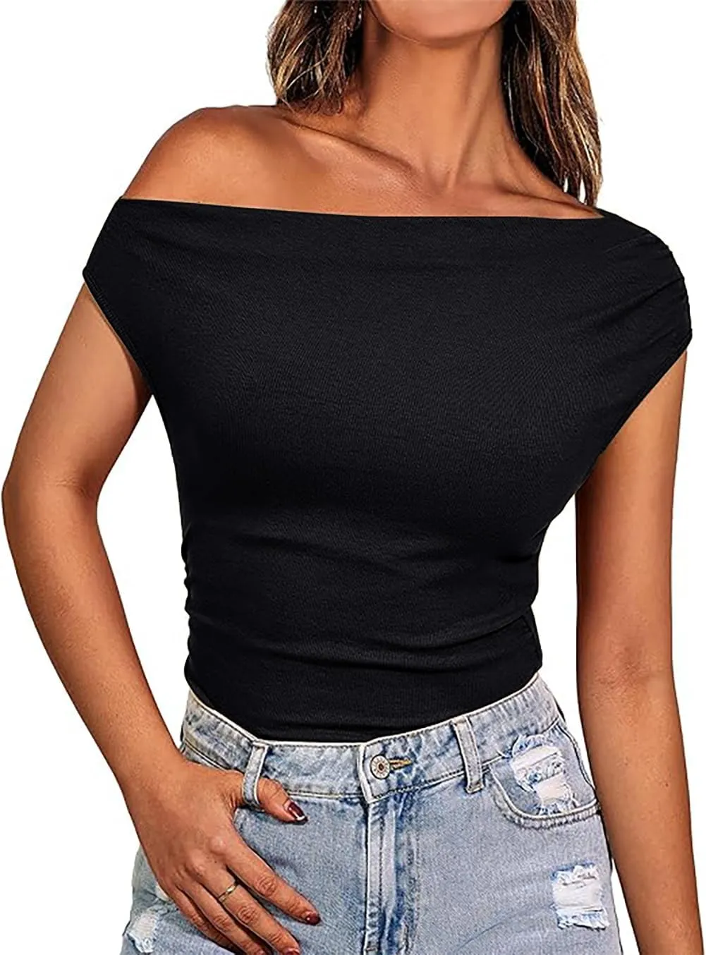 Basicspace Womens Off The Shoulder Tops Summer Going Out Crop Tank Top Corset Tube Cute Outfits T Shirt