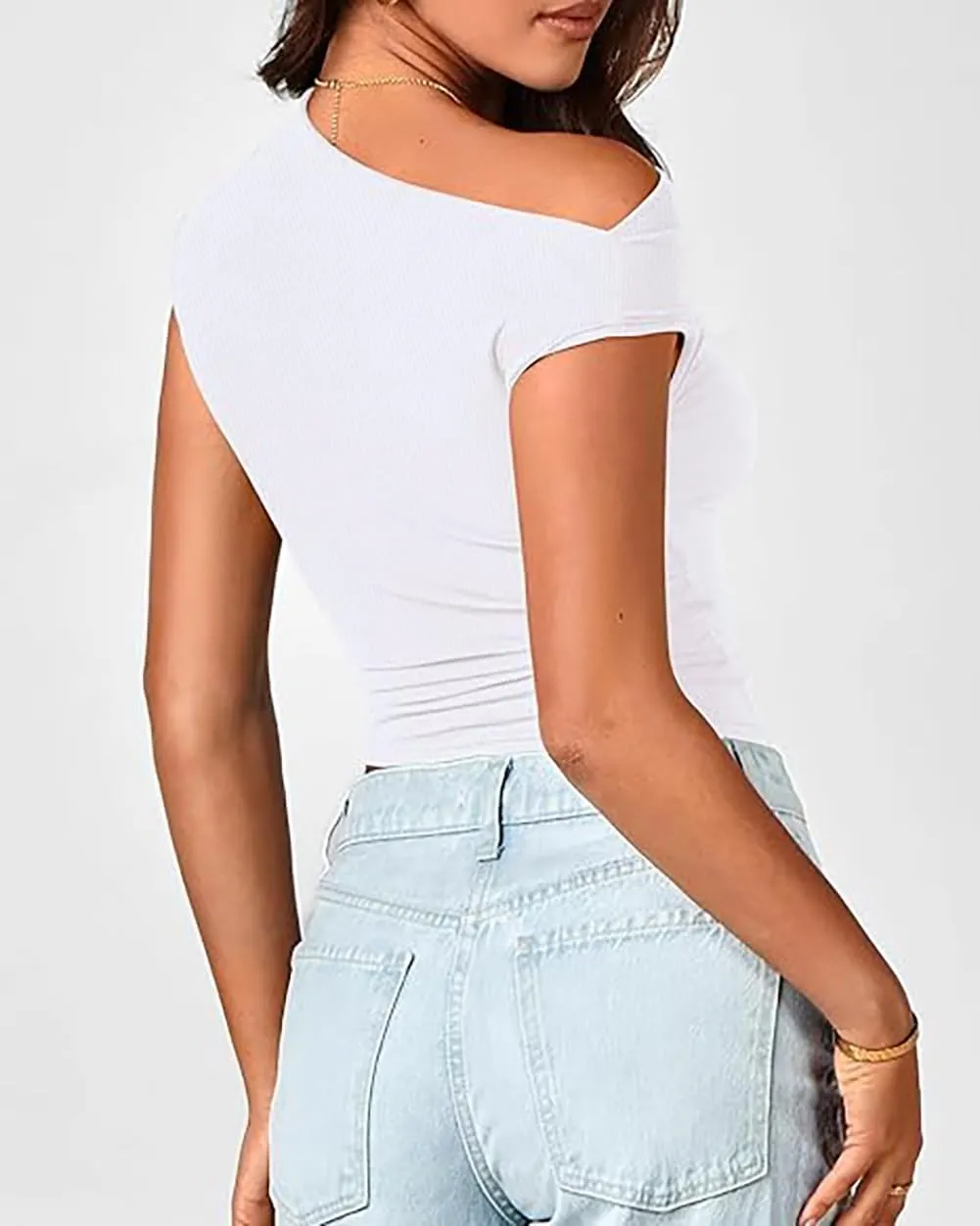 Basicspace Womens Off The Shoulder Tops Summer Going Out Crop Tank Top Corset Tube Cute Outfits T Shirt