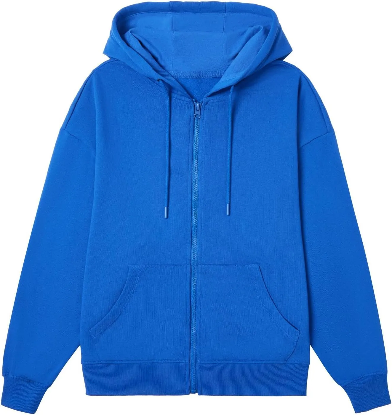 BETTERCHIC Women's Hooded Sweatshirt Casual Soft Brushed Fleece Hoody Drop Shoulder Full Zip Up Hoodie Size S-2XL