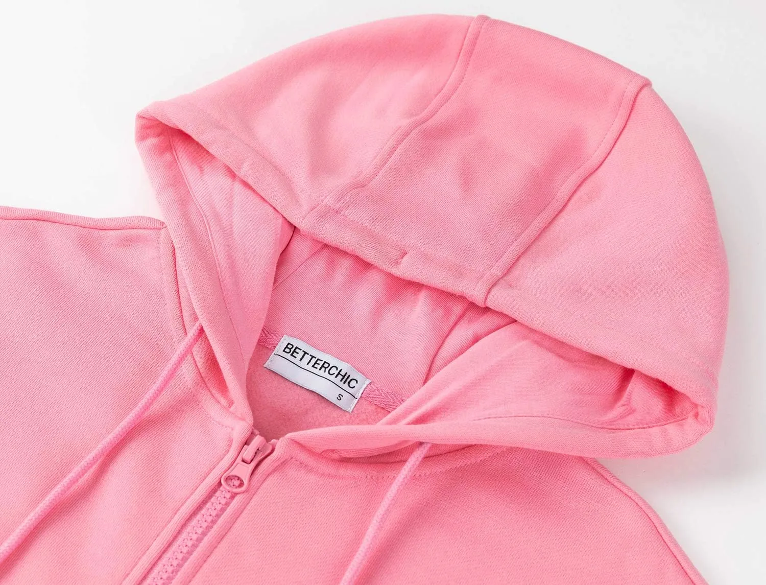 BETTERCHIC Women's Hooded Sweatshirt Casual Soft Brushed Fleece Hoody Drop Shoulder Full Zip Up Hoodie Size S-2XL