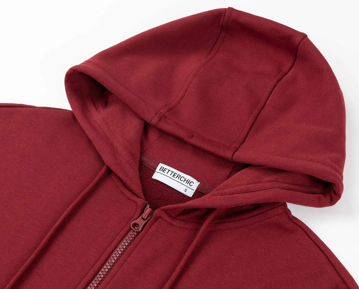 BETTERCHIC Women's Hooded Sweatshirt Casual Soft Brushed Fleece Hoody Drop Shoulder Full Zip Up Hoodie Size S-2XL