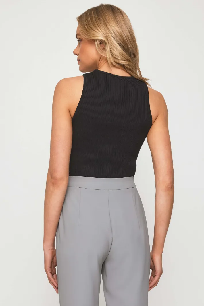 BONITA KNIT HALTER TOP - Black