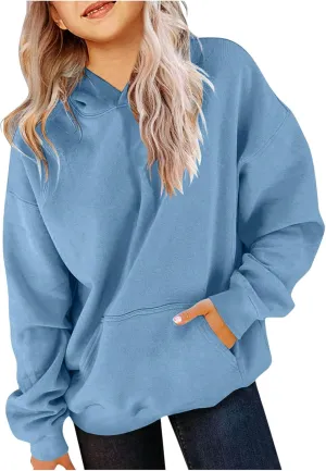 BTDECLAR Hoodies for Teen Girls Oversized Long Sleeve Fleece Hooded Sweatshirt Pullover Tops Cute Preppy Clothes Size 10 12