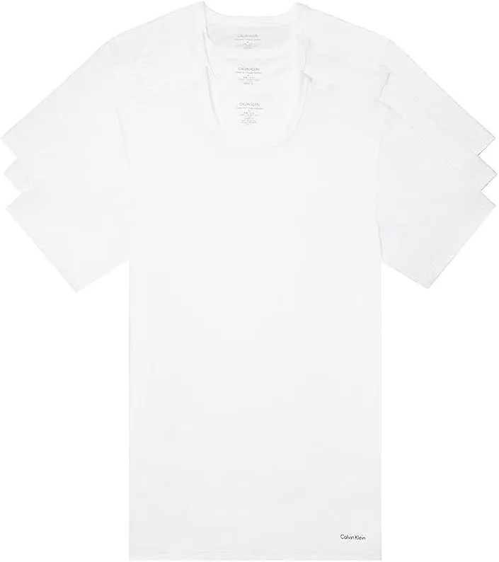 Calvin Klein Men's Cotton Classics Slim Fit Crew Neck T-Shirts, White 3 Pack New, Medium