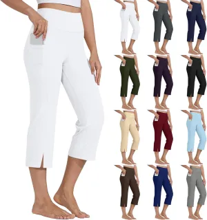 Capri Yoga Pants for Women Dressy Casual Soft High Waisted Tummy Control Wide Leggings Workout with Pockets