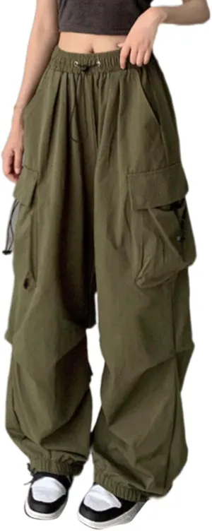 Cargo Pants for Women, Casual Hip Hop Joggers Pants Loose Y2k Cargo Pants Flap Pocket Trousers E-Girl Streetwear