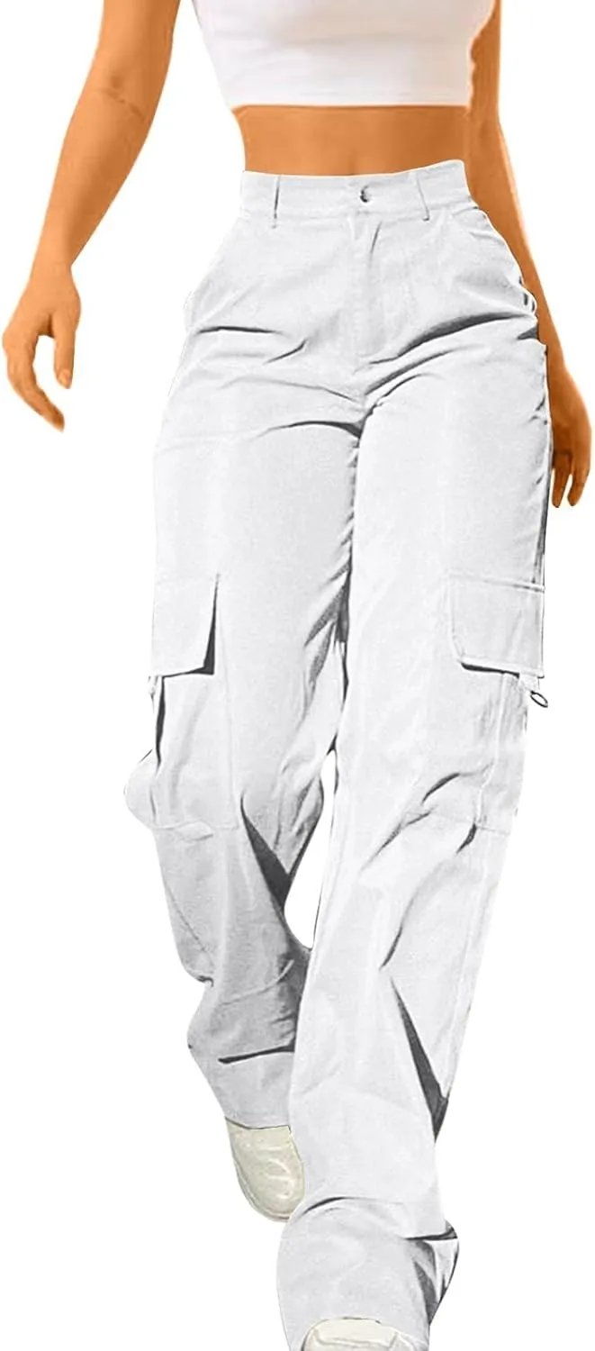 Cargo Pants for Women High Waisted Casual Hiking Streetwear Trousers with Pockets Y2k Straight Athletic Outdoor Pant