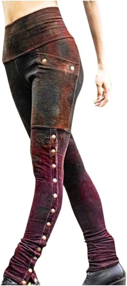 Casual Trousers for Women Stretchy Pencil Fit Rivets Pants Waist Slim Women Sexy High Patchwork Side And Pants
