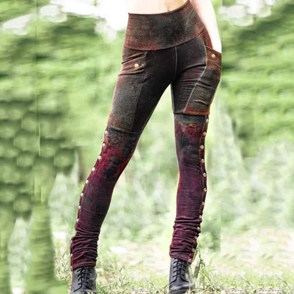 Casual Trousers for Women Stretchy Pencil Fit Rivets Pants Waist Slim Women Sexy High Patchwork Side And Pants