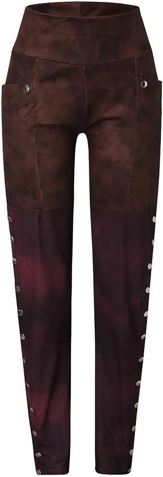Casual Trousers for Women Stretchy Pencil Fit Rivets Pants Waist Slim Women Sexy High Patchwork Side And Pants