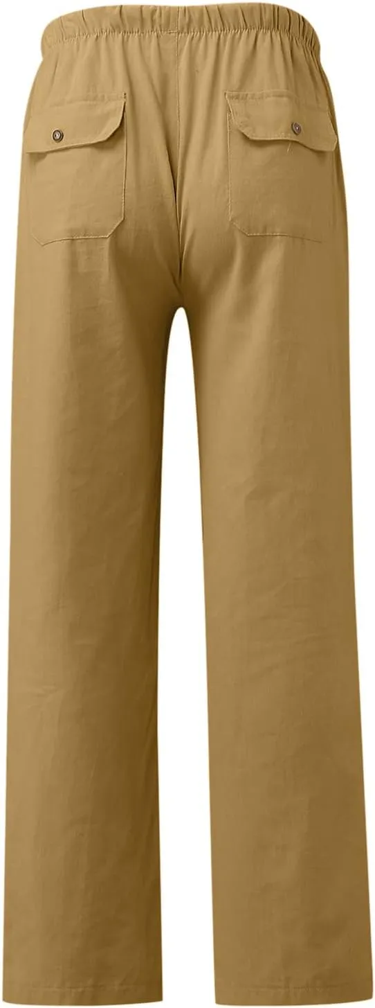 Casual Work Pants for Men Mens Casual Dress Pants Men's Slim-Fit Wrinkle- Flat-Front Chino Straight Fit Twill Pant