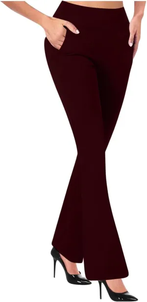 Cbcbtwo Women Business Casual Pants High Waist Stretchy Trousers Pull on Office Slacks Straight Leg Work Pants with Pockets