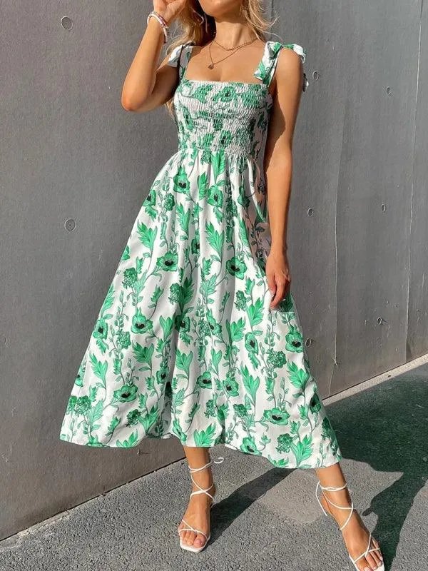 Chic Sleeveless Sling Print Maxi Dress for Effortless Elegance