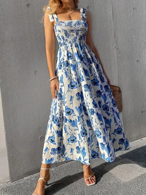 Chic Sleeveless Sling Print Maxi Dress for Effortless Elegance