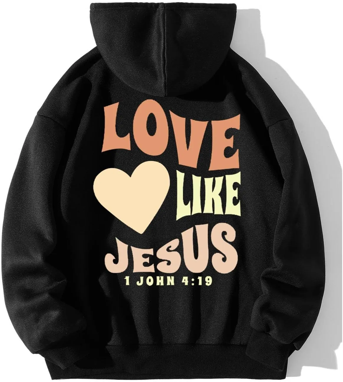 Christian Hoodies for Women Love Like Jesus Letter Graphic Bible Verse Oversized Long Sleeve Jesus Faith Sweatshirts Pullover