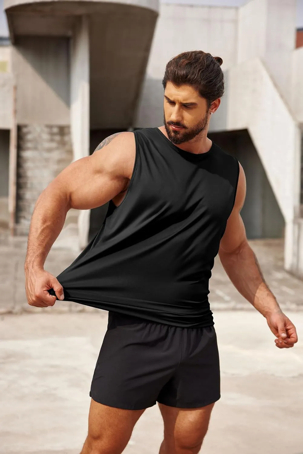 COOFANDY Mens 2 Pack Workout Tank Top UPF 50  Quick Dry Sleeveless Swim Shirt Gym Muscle Athletic Summer Beach T Shirts