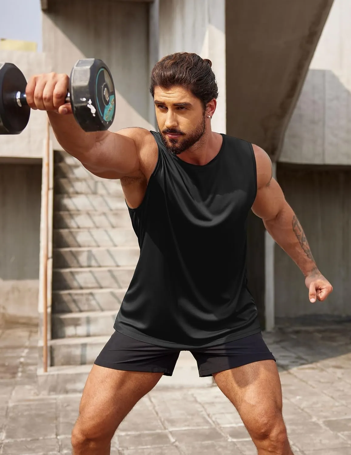 COOFANDY Mens 2 Pack Workout Tank Top UPF 50  Quick Dry Sleeveless Swim Shirt Gym Muscle Athletic Summer Beach T Shirts