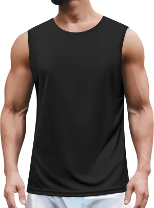 COOFANDY Mens 2 Pack Workout Tank Top UPF 50  Quick Dry Sleeveless Swim Shirt Gym Muscle Athletic Summer Beach T Shirts