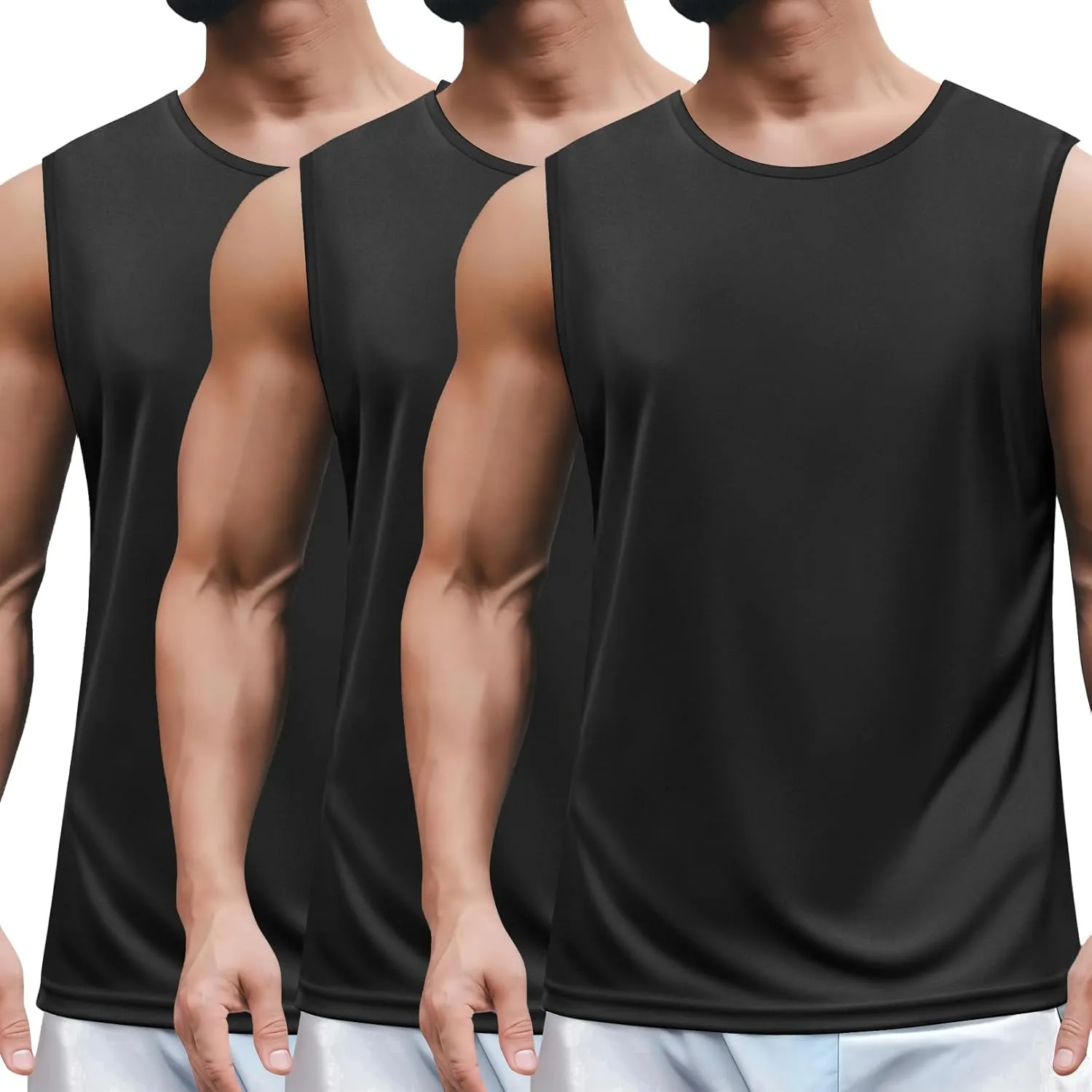 COOFANDY Mens 2 Pack Workout Tank Top UPF 50  Quick Dry Sleeveless Swim Shirt Gym Muscle Athletic Summer Beach T Shirts