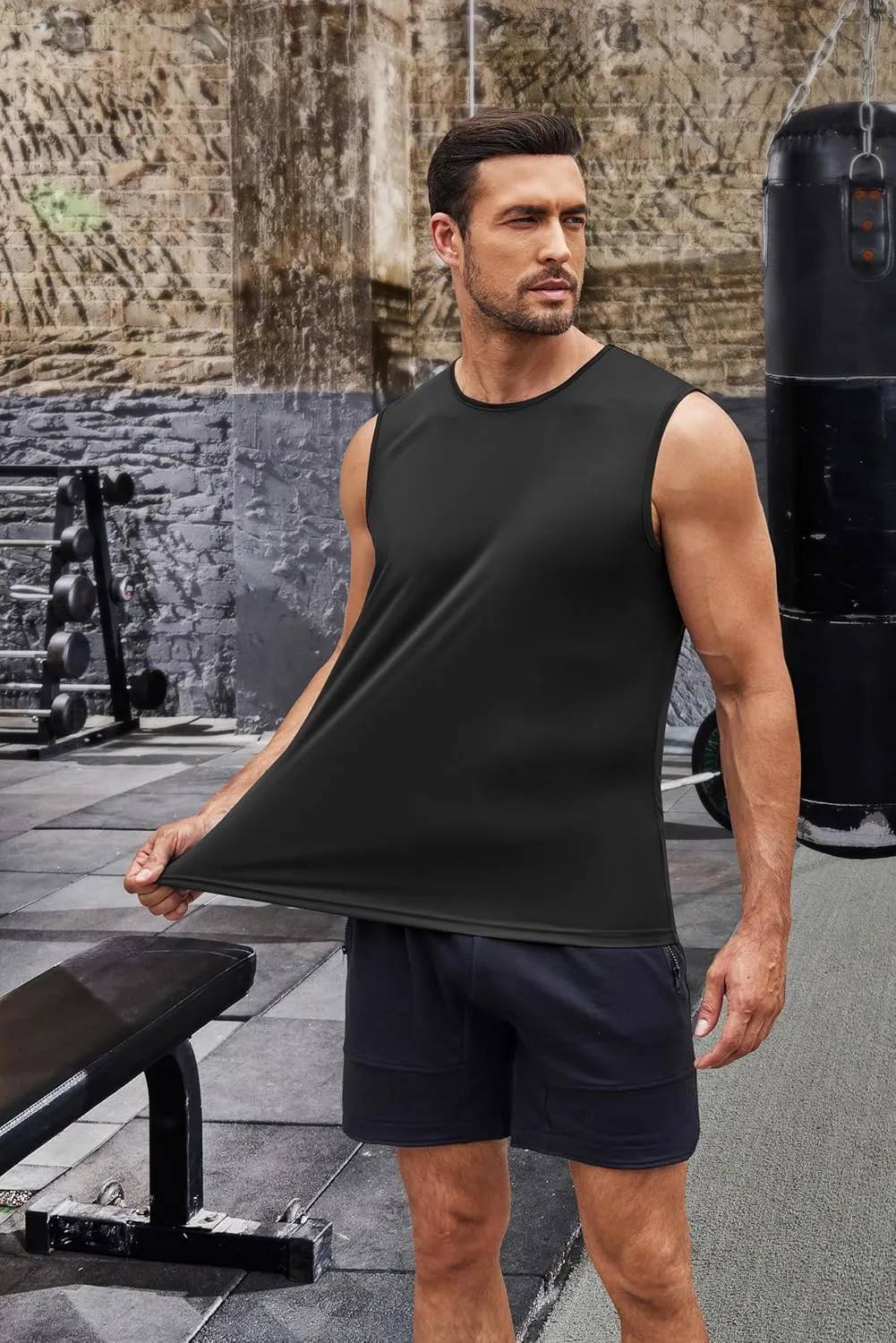COOFANDY Mens 2 Pack Workout Tank Top UPF 50  Quick Dry Sleeveless Swim Shirt Gym Muscle Athletic Summer Beach T Shirts
