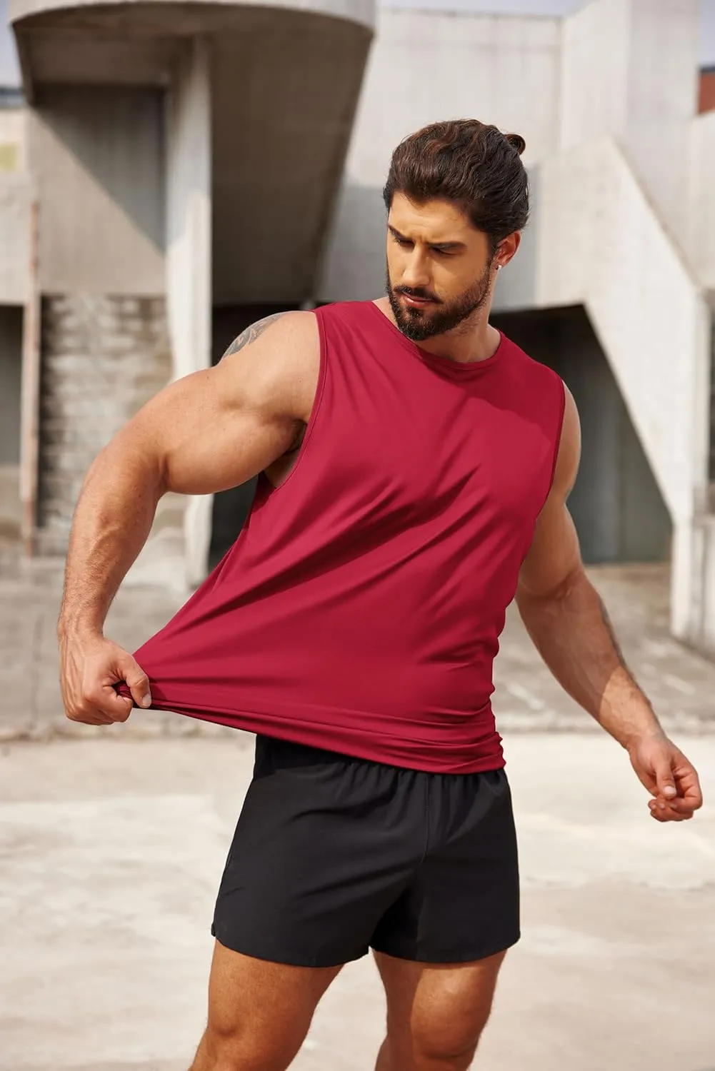 COOFANDY Mens 2 Pack Workout Tank Top UPF 50  Quick Dry Sleeveless Swim Shirt Gym Muscle Athletic Summer Beach T Shirts