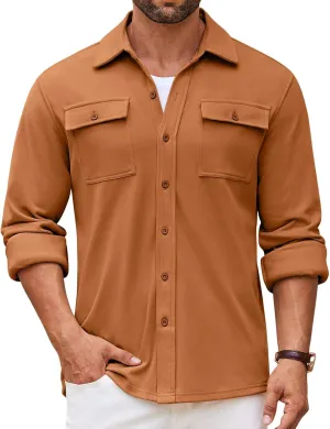 COOFANDY Men's Shirt Jacket Long Sleeve Overshirt Casual Button Down Shacket Thermal Shirts with Pockets