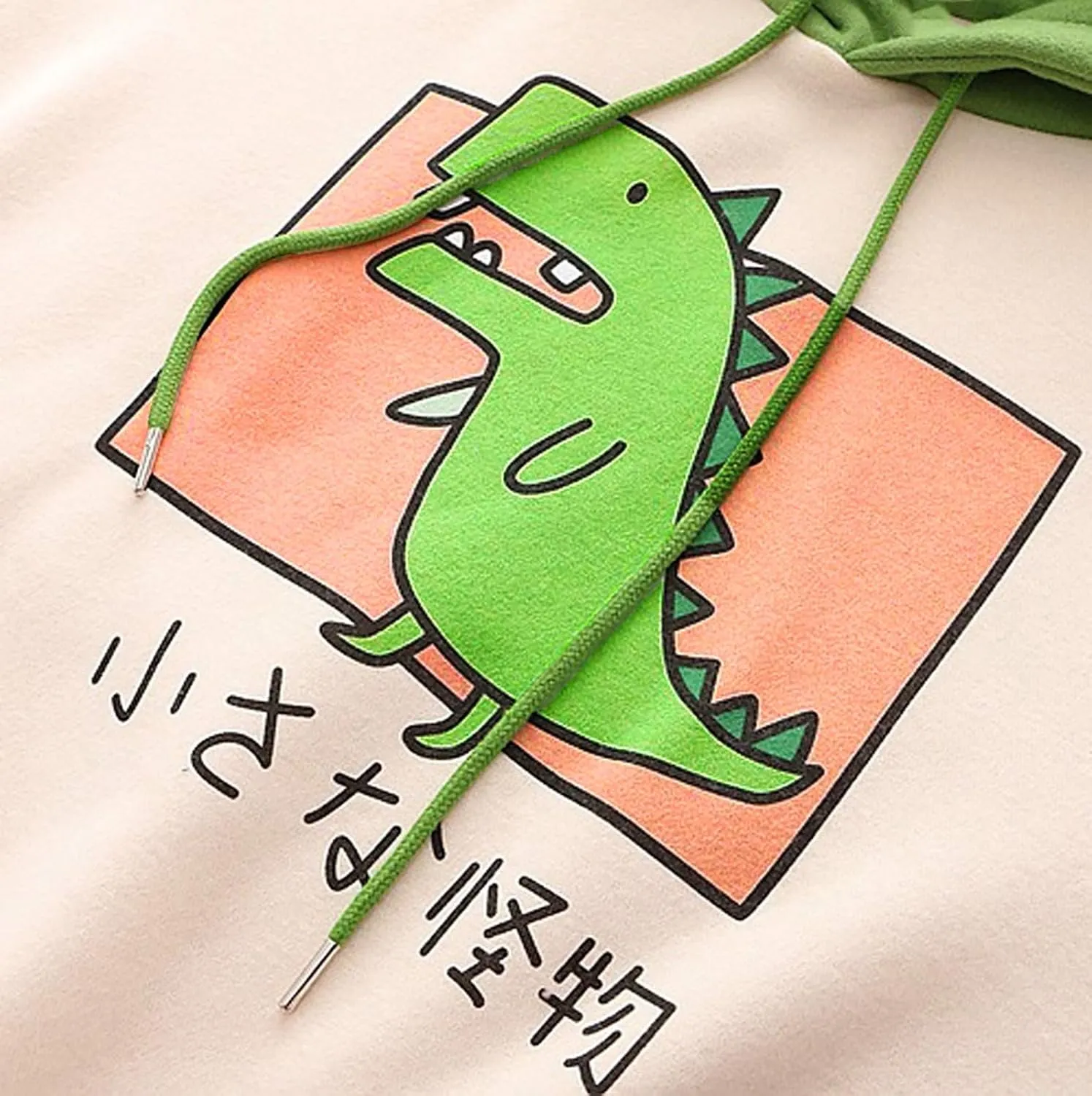 Cute Hoodies for Women Teen Girls Kawaii Japanese Dinosaur Hoodie Tops Stitching Long Sleeve Hooded Sweatshirts