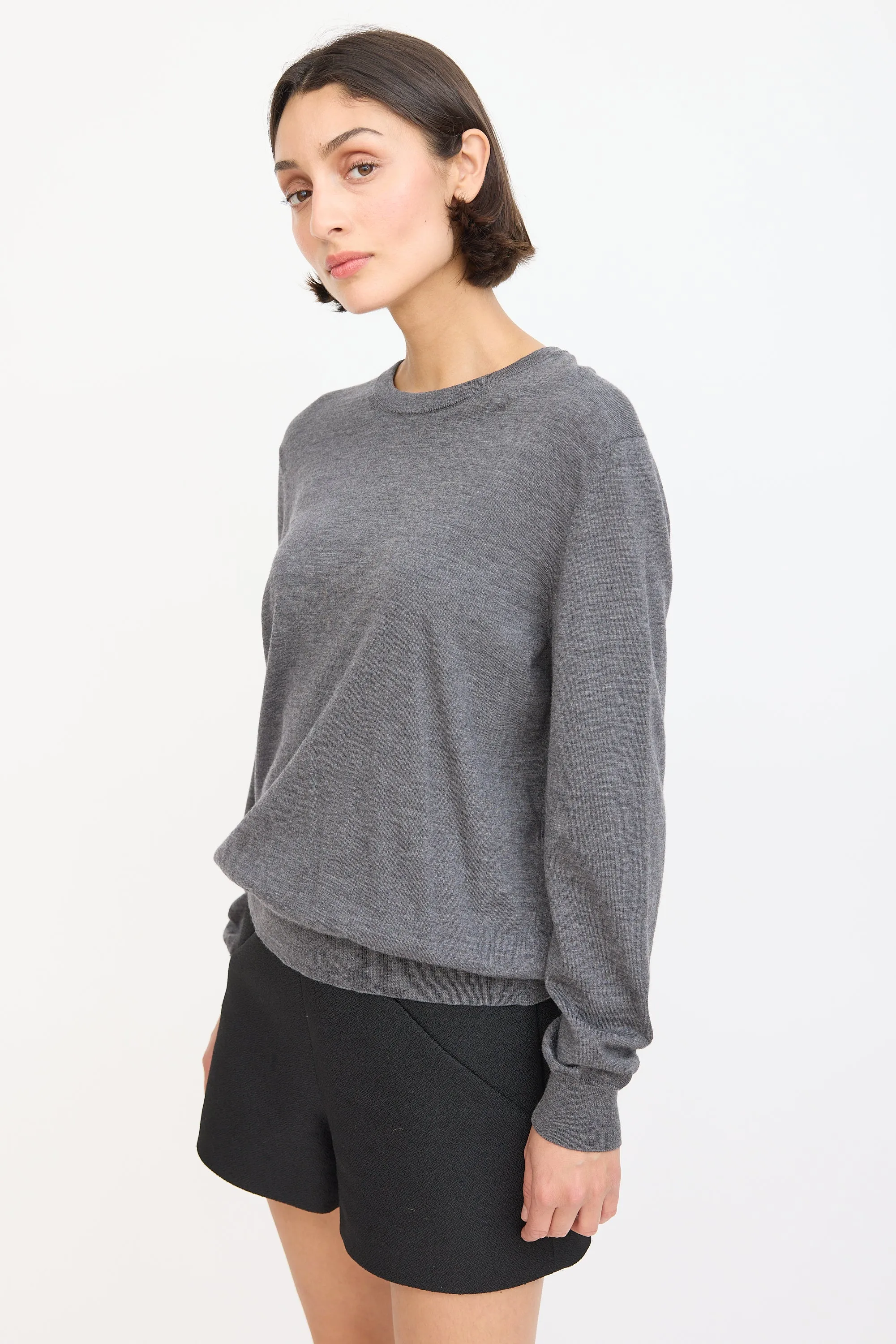 Dark Grey Wool Back Logo Sweater